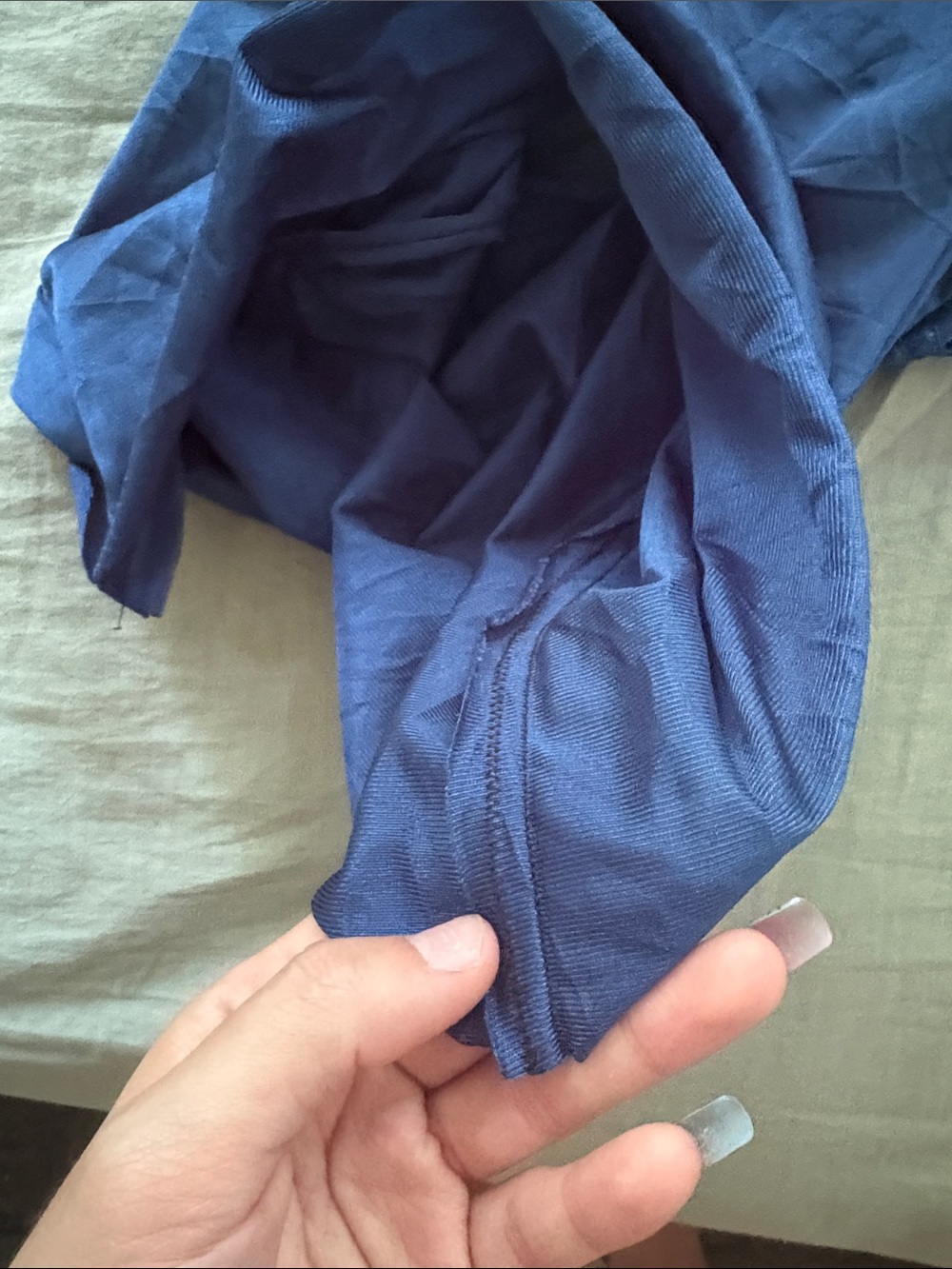 Silk Blue Lace Trim Cami Tank Top - Picture 4 of 4